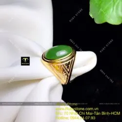 Nhẫn oval nam ngọc bích Canada, vàng 18k - Ảnh 6