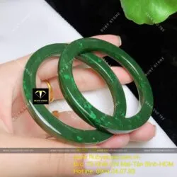 Cặp vòng bản liền ngọc bích Canada, bản vuông 7mm - Ảnh 7