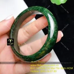 Vòng ngọc Cẩm thạch sơn thuỷ xanh đen, bản 15mm - Ảnh 10