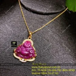 Mặt Phật Di Lặc Ruby Nam Phi, vàng 18k - Ảnh 8