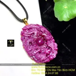 Mặt dây chuyền Long Phụng Ruby Nam Phi, vàng 18k, KT 70mm - Hình ảnh 9