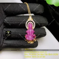 Phật Bà Quan Âm Ruby Nam Phi, KT 38mm, vàng 18k - Hình ảnh 9