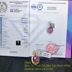 Mặt dây chuyền Oval Ruby Nam Phi, vàng 18k - Hình ảnh 6