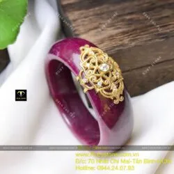 Vòng bản liền Ruby Nam Phi, ni tay 56mm, vàng 18k - Ảnh 14