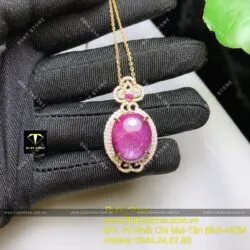 Mặt dây chuyền Oval Ruby Nam Phi, vàng 18k - Hình ảnh 2