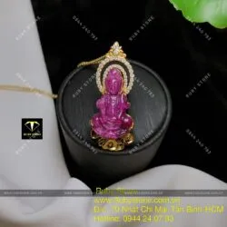Phật Bà Quan Âm Ruby Nam Phi, KT 38mm, vàng 18k - Hình ảnh 2