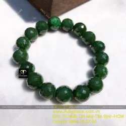 Vòng tay Ngọc bích màu đậm, mài giác 12 ly