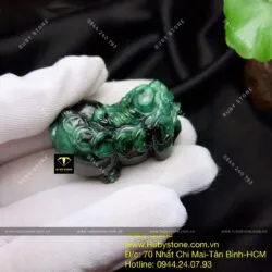 Cặp tỳ hưu ngọc cẩm thạch sơn thuỷ xanh (jadeite A) - Hình ảnh 3