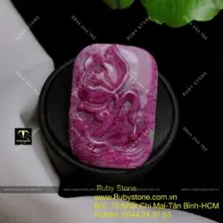 Mặt dây chuyền liên hoa Ruby Nam Phi, KT 38x26mm - Hình ảnh 4