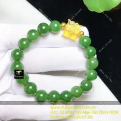Vòng ngọc bích Canada mix charm Hổ phách, bi vàng 24k - Ảnh 3