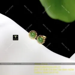 Khuyên tai Ngọc Bích 6 ly chỉ se, vàng 18k - Ảnh 4