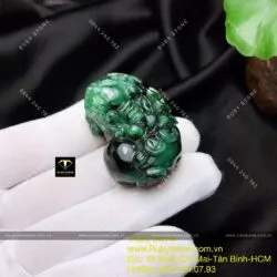 Cặp tỳ hưu ngọc cẩm thạch sơn thuỷ xanh (jadeite A) - Hình ảnh 2