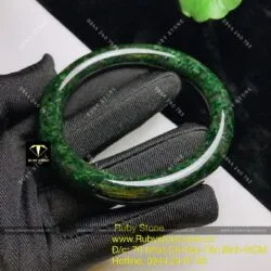 Vòng ngọc Cẩm thạch sơn thuỷ xanh đen, bản tròn 10mm - Ảnh 15