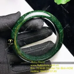Vòng ngọc Cẩm thạch sơn thuỷ xanh đen, bản 15mm - Ảnh 17