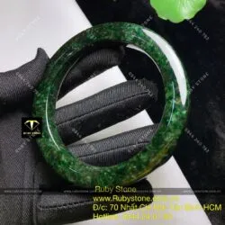 Vòng ngọc Cẩm thach sơn thuỷ xanh đen, bản vuông 10mm - Ảnh 9