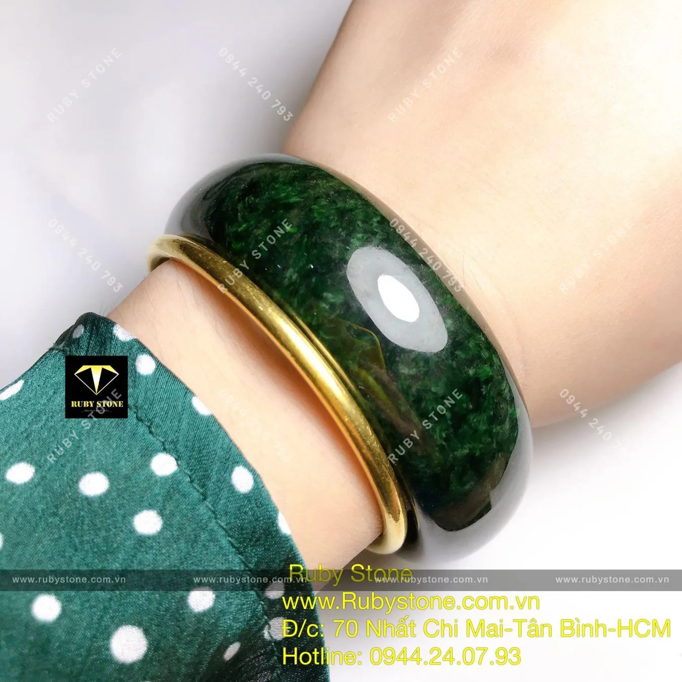 Vòng bản ngọc Cẩm thạch sơn thuỷ xanh đen, bản 21mm Vòng bản ngọc Cẩm thạch sơn thuỷ xanh đen, bản 21mm - Ảnh 6