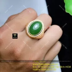 Nhẫn oval nam ngọc bích Canada, vàng 18k - Ảnh 5