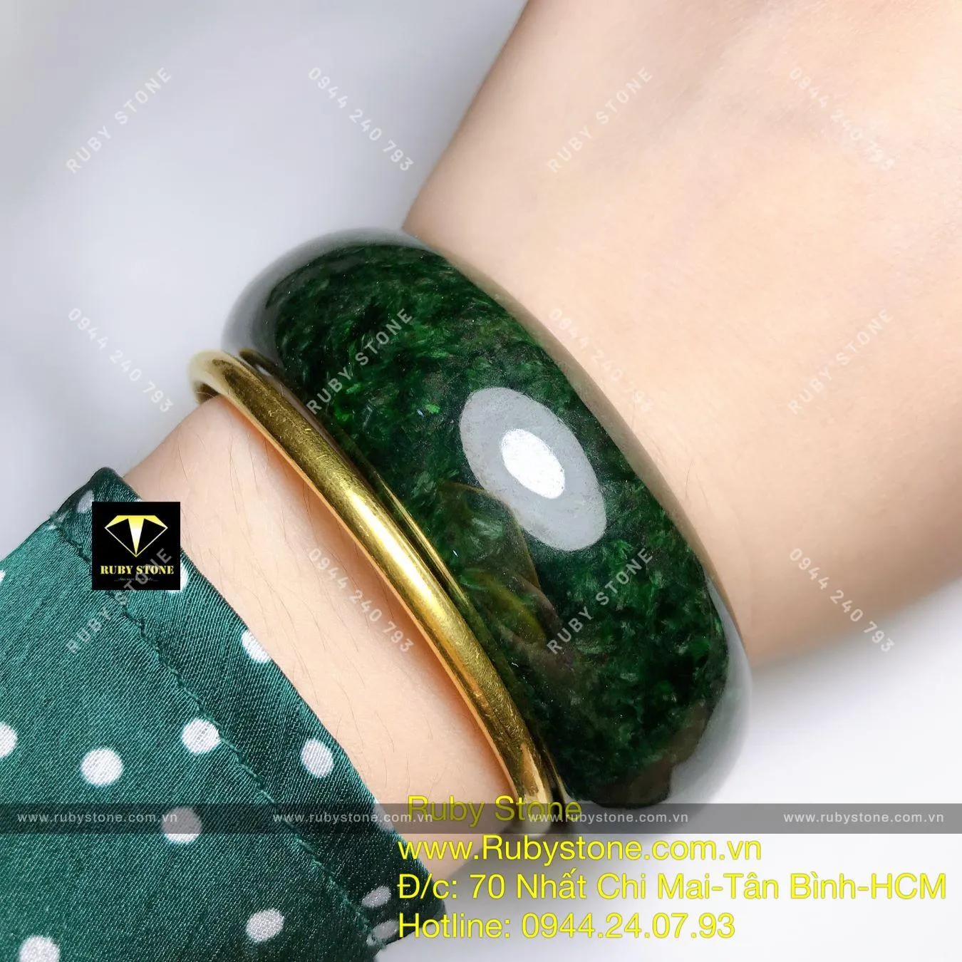 Vòng bản ngọc Cẩm thạch sơn thuỷ xanh đen, bản 21mm Vòng bản ngọc Cẩm thạch sơn thuỷ xanh đen, bản 21mm - Ảnh 5