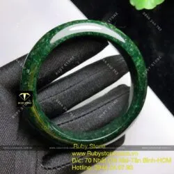 Vòng ngọc Cẩm thạch sơn thuỷ xanh đen, bản 15mm - Ảnh 18