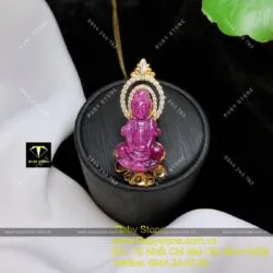 Phật Bà Quan Âm Ruby Nam Phi, KT 38mm, vàng 18k - Hình ảnh 3