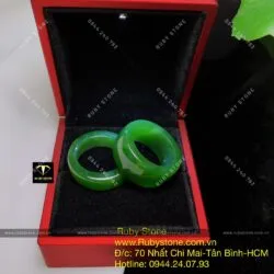 Nhẫn cặp ngọc bích Canada xanh lá, bản 12 và 6 ly