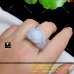 Nhẫn liên hoa (hoa sen) Cẩm thạch bạch ngọc - Hình ảnh 9