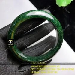 Vòng ngọc Cẩm thạch sơn thuỷ xanh đen, bản 15mm - Ảnh 19