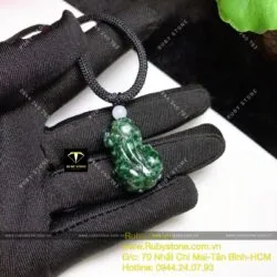 Mặt dây chuyền tỳ hưu Cẩm thạch sơn thuỷ A (jadeite A) - Ảnh 5