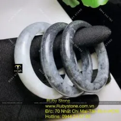 Vòng ngọc cẩm thạch đen trắng (Jadeite A) - Hình ảnh 8