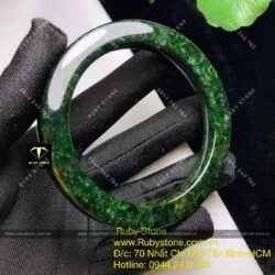 Vòng ngọc Cẩm thach sơn thuỷ xanh đen, bản vuông 10mm - Ảnh 5