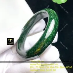 Vòng ngọc Cẩm thạch sơn thuỷ xanh đen, bản 15mm - Ảnh 4