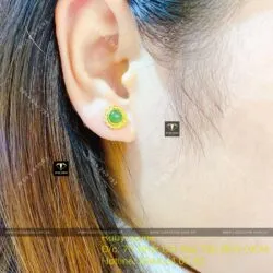 Khuyên tai Ngọc Bích 6 ly chỉ se, vàng 18k