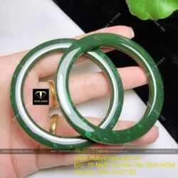 Cặp vòng bản liền ngọc bích Canada, bản vuông 7mm - Ảnh 6