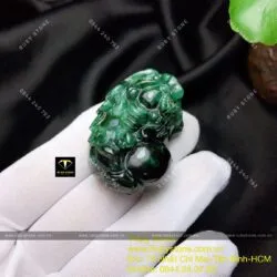 Cặp tỳ hưu ngọc cẩm thạch sơn thuỷ xanh (jadeite A) - Hình ảnh 4