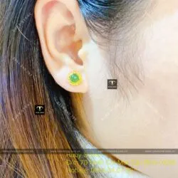 Khuyên tai Ngọc Bích 6 ly chỉ se, vàng 18k - Ảnh 10