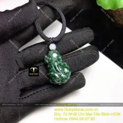 Mặt dây chuyền tỳ hưu Cẩm thạch sơn thuỷ A (jadeite A) - Ảnh 7