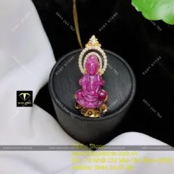 Phật Bà Quan Âm Ruby Nam Phi, KT 38mm, vàng 18k - Hình ảnh 4