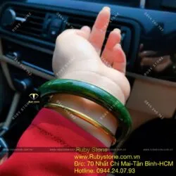 Vòng bản tròn 9 ly ngọc bích Canada sẫm màu, ni tay trên 54mm - Hình ảnh 5