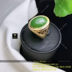 Nhẫn oval nam ngọc bích Canada, vàng 18k - Ảnh 7
