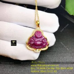 Mặt Phật Di Lặc Ruby Nam Phi, vàng 18k - Ảnh 4