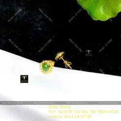Khuyên tai Ngọc Bích 6 ly chỉ se, vàng 18k - Ảnh 7