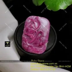 Mặt dây chuyền liên hoa Ruby Nam Phi, KT 38x26mm