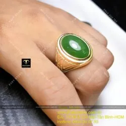 Nhẫn oval nam ngọc bích Canada, vàng 18k - Ảnh 3