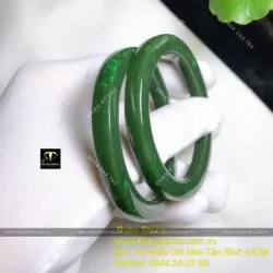 Cặp vòng bản liền ngọc bích Canada, bản vuông 7mm - Ảnh 9