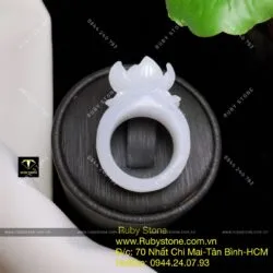 Nhẫn liên hoa (hoa sen) Cẩm thạch bạch ngọc - Hình ảnh 3