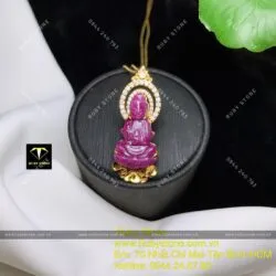 Mặt dây chuyền Phật Quan Âm Ruby Nam Phi, KT 23mm, vàng 18k - Hình ảnh 4