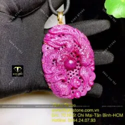 Mặt dây chuyền Long Phụng Ruby Nam Phi, vàng 18k, KT 70mm - Hình ảnh 8