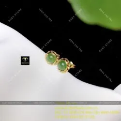 Khuyên tai Ngọc Bích 6 ly chỉ se, vàng 18k - Ảnh 3
