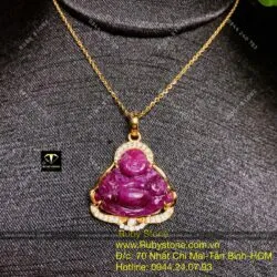 Mặt Phật Di Lặc Ruby Nam Phi, vàng 18k - Ảnh 9
