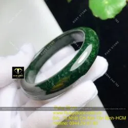 Vòng ngọc Cẩm thạch sơn thuỷ xanh đen, bản 15mm - Ảnh 8